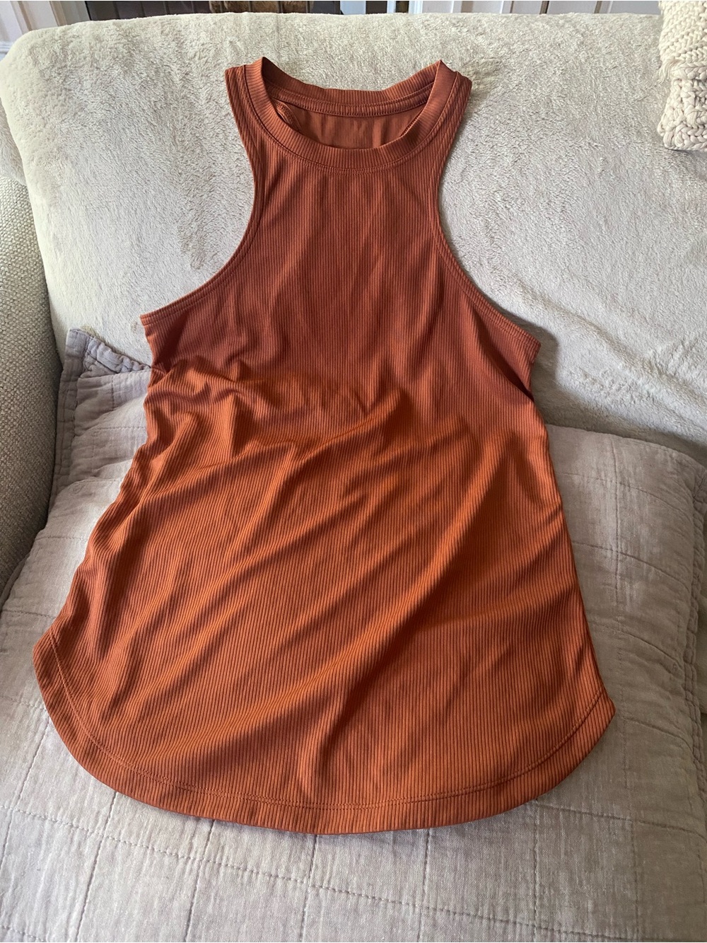 Nike Sleeveless Ribbed High Neck Tank Top - Rust Orange